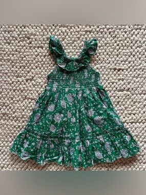 Crewcuts Green Floral Ruffle Sundress block print pattern